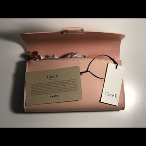 Clare V Colette ballet pink leather mini clutch